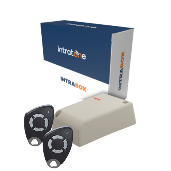 Intratone 06-0210-EN Intrabox GSM/GPRS Module receiver and 10 years unlimited data sim with 2 x 4 button transmitters