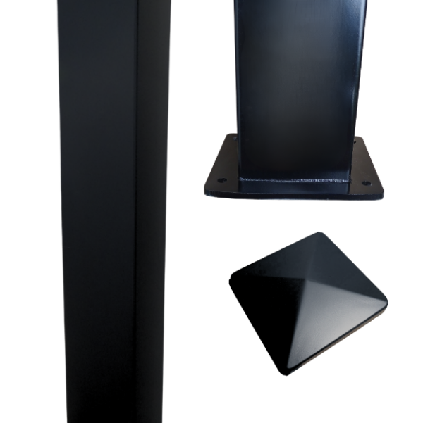 Rolling Center ALPOST5 Black aluminium gate post 2.4m with baseplate