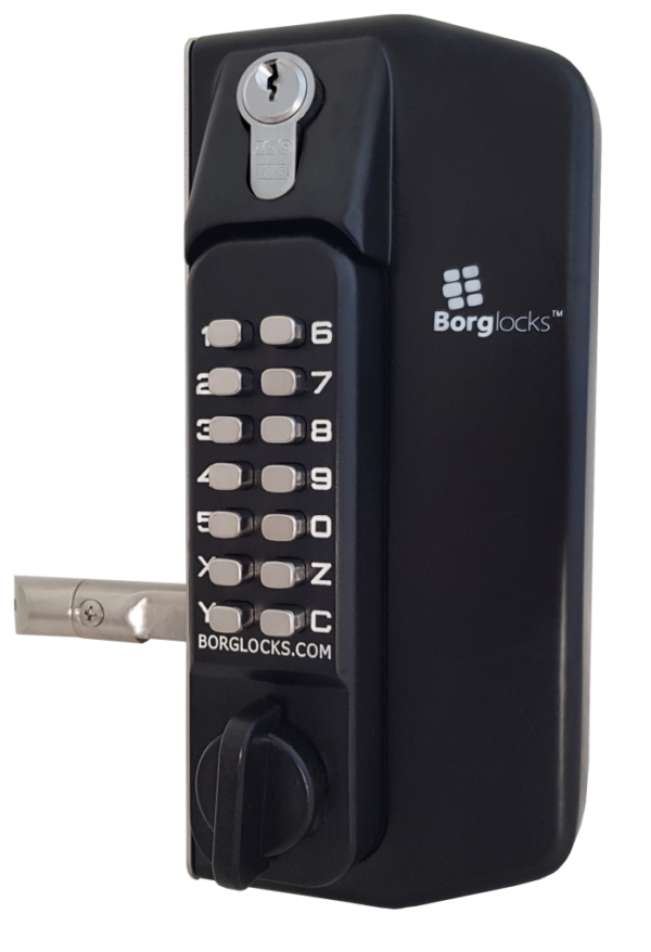 Borg BL3100DKOECP mechanical gate lock with keypad and inside paddle handle with 65-80mm latch - black finish with key override, deadlock and code reset function - Image 2