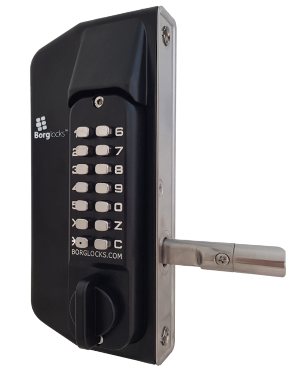 Borg BL3130ECP mechanical gate lock with back to back keypads and knob turn handle with 65-80mm latch - black finish with code reset function - Image 2