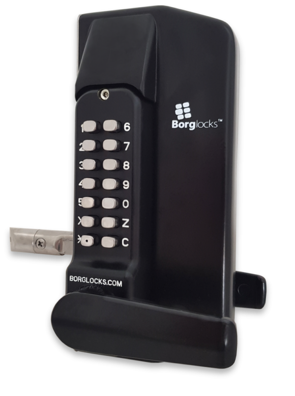 Borg BL3430ECP mechanical gate lock with back to back keypads and free turn lever handle with 65-80mm latch - black finish with reset function - Image 2