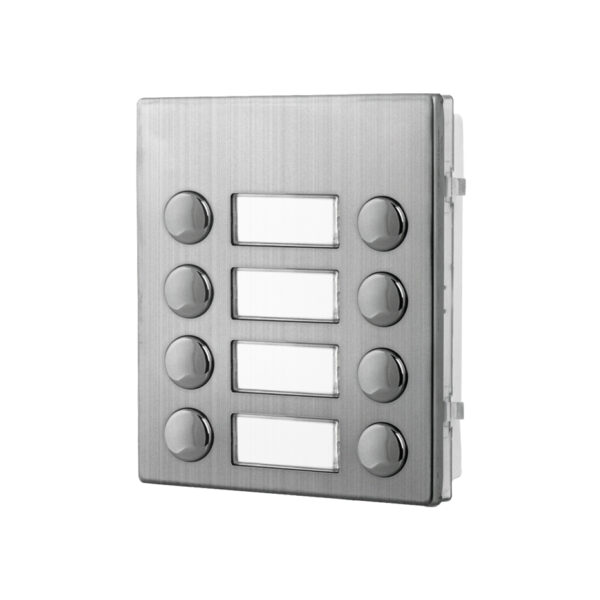 Videx 4844D/M 8 call buttons, double buttons with shared name plate & IDC connector module - matt finish