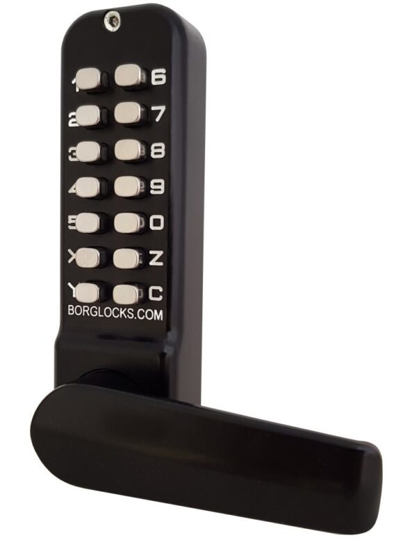 Borg BL4442ECP mechanical gate lock with back to back keypads and 28mm latch for external doors - black finish with free turning lever handle and code reset function - Image 3