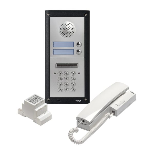 Videx 4K-2S/CL/M two station surface audio intercom with keypad matt finish