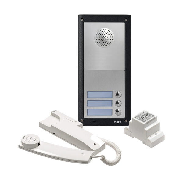 Videx 4K-3S three station audio - 3 way intercom system without keypad matt finish