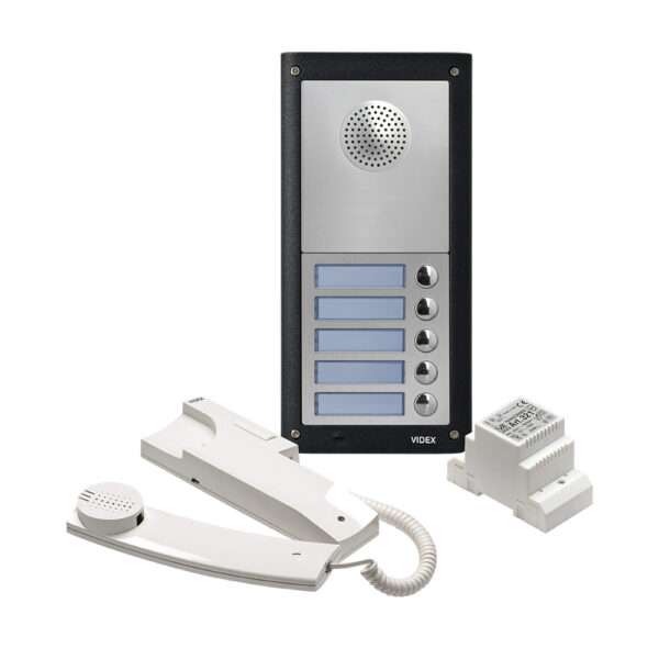 Videx 4K-5S five station audio intercom system without keypad matt finish