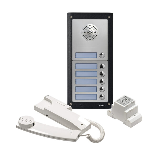 Videx 4K-6S six station audio intercom system without keypad matt finish