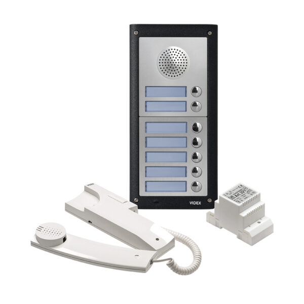 Videx 4K-7S seven station audio intercom system without keypad matt finish