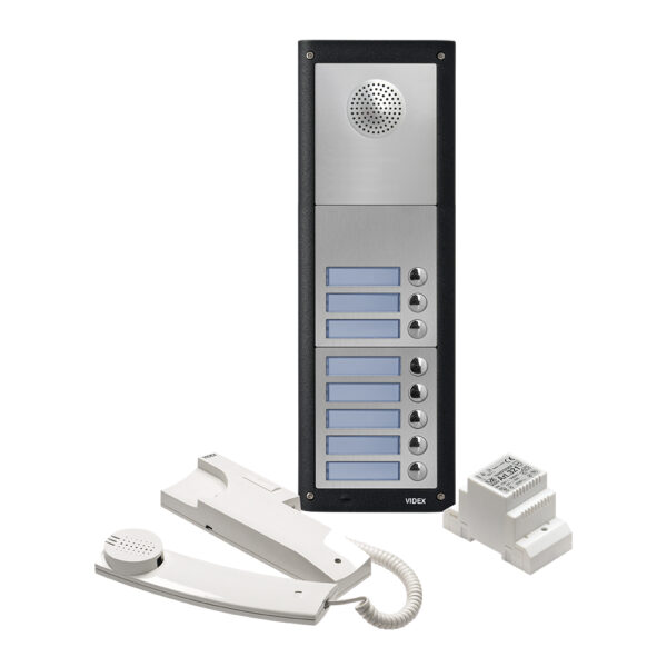Videx 4K-8S eight station audio intercom system without keypad matt finish
