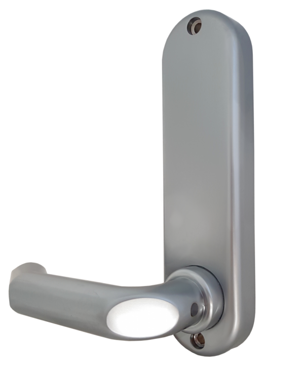 Borg BL5002ECP mechanical gate lock with keypad and 28mm latch for internal & external doors - satin chrome finish with round bar lever handle with code reset function - Image 2