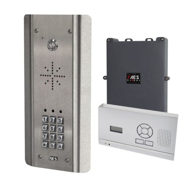 AES 603-HF-ASK Stainless Wireless Audio Intercom kit with keypad and wall/desk mount handset