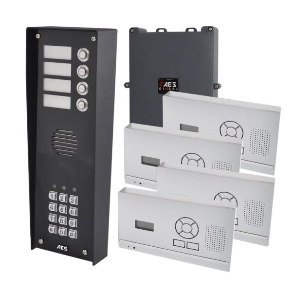 AES 703-HF-IBK4 Imperial Wireless 4 Button audio intercom with keypad and wall/desk mount handset