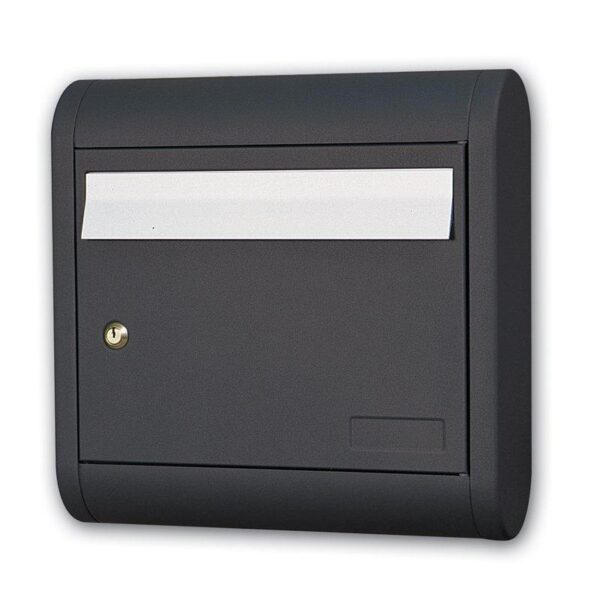 Alubox Sole large square grey post box with front opening