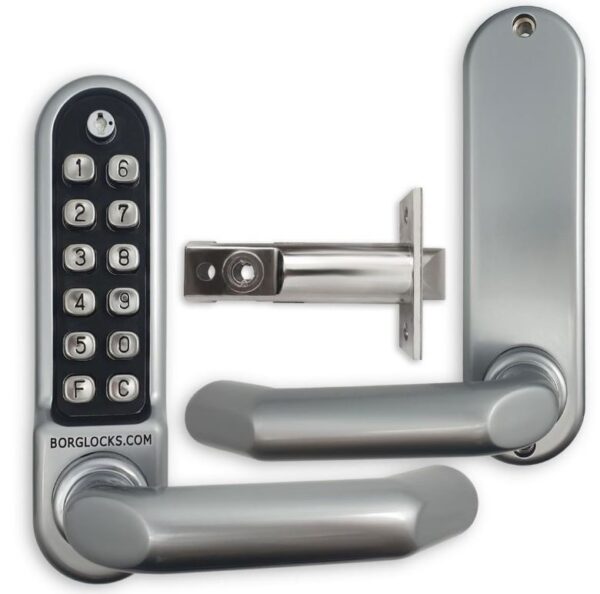 Borg BL5000ECP mechanical gate lock with keypad and free turning lever handle inside device for internal doors (no latch mechanism)- satin chrome finish with code reset function - Image 2