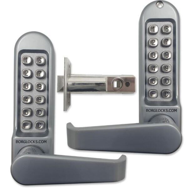 Borg BL5451 mechanical gate lock with back to keypads and 60mm latch for internal & external doors - satin chrome finish with flat lever handle - Image 2