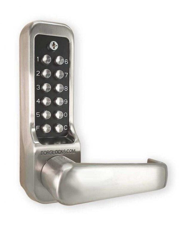 Borg BL7000 ECP Mechanical heavy duty gate lock with keypad, satin stainless finish with lever handle - Image 2