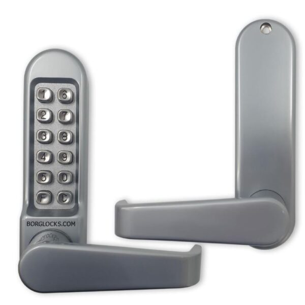 Borg BL5400 mechanical gate lock with keypad and flat bar handle with inside device for internal & external doors (no latch mechanism) - satin chrome finish - Image 2