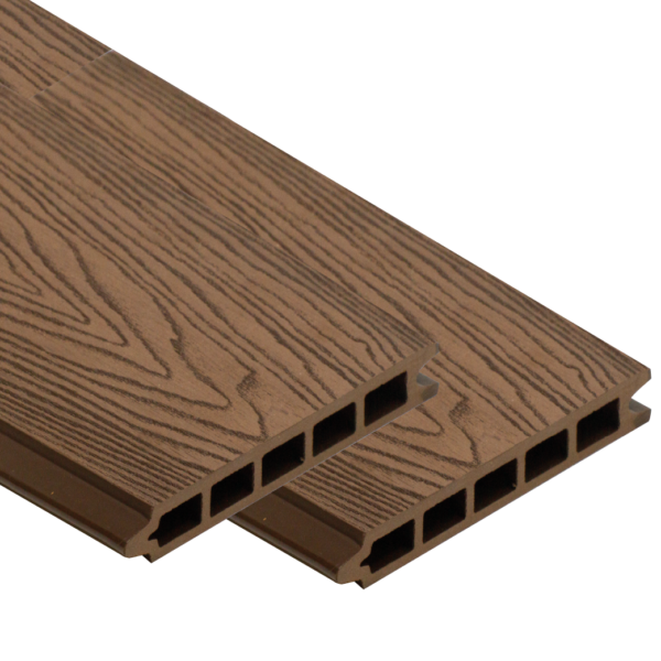 Brown woodgrain embossed WPC Wood plastic composite fencing board - CFB-Emboss-Brown both sides Woodgrain
