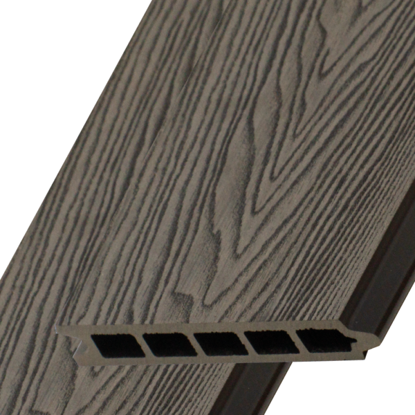 Grey woodgrain embossed WPC Wood plastic composite fencing board - CFB-Emboss-Grey both sides woodgrain - Image 2