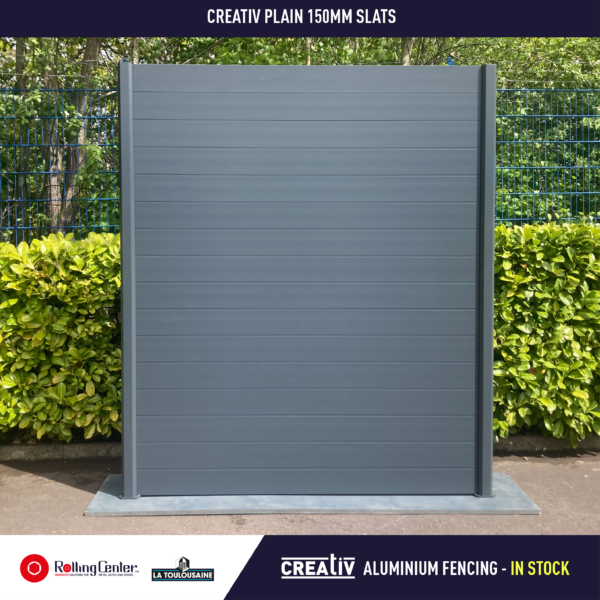 Creativ Aluminium Fencing Kit - Anthracite 7016 - Plain 150mm slats - 2.4M height