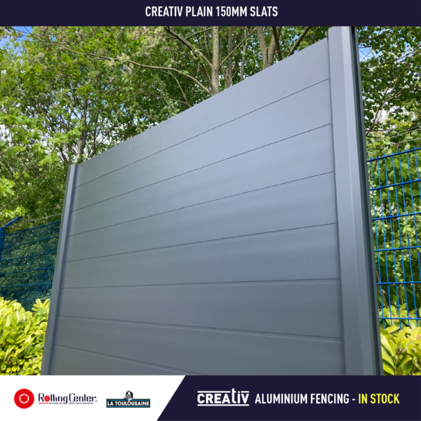 Creativ Aluminium Fencing Kit - Anthracite 7016 - Plain 150mm slats - 2.4M height - Image 3