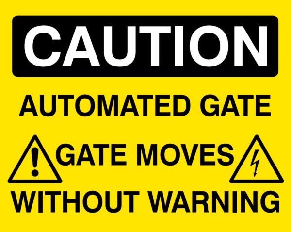 MG SIGN Automated gate, moves without warning. Warning sign 200x250x2mm