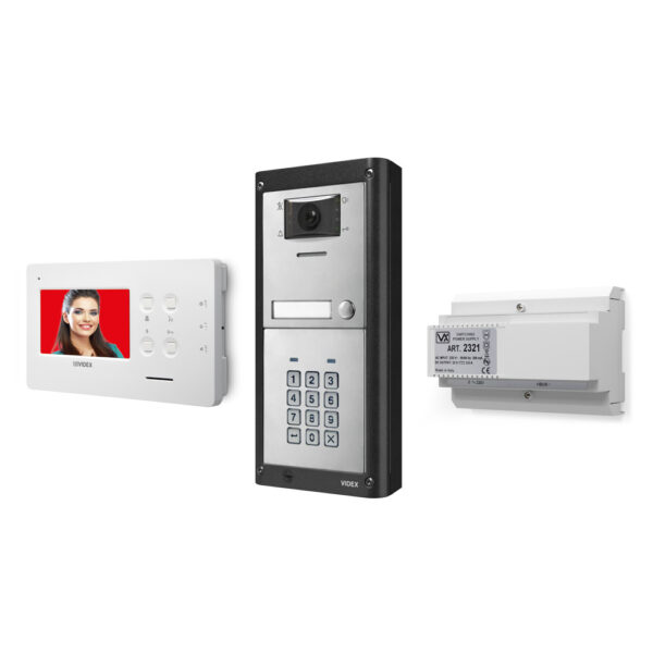 Videx ESVKC-1/6488/M 1 way flush, 2 wire colour videokit with codelock and 6488 videophone - matt finish
