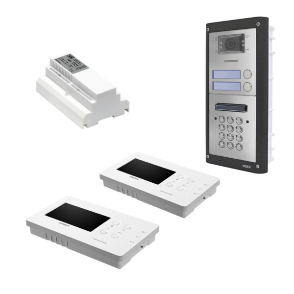Videx ESVKC-2/6488/M 2 way flush, 2 wire colour videokit with codelock and 6488 videophone - matt finish