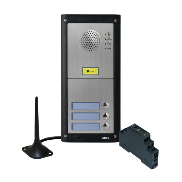 Videx GSM4K-3/M/4G three station flush 4G GSM intercom without keypad matt finish