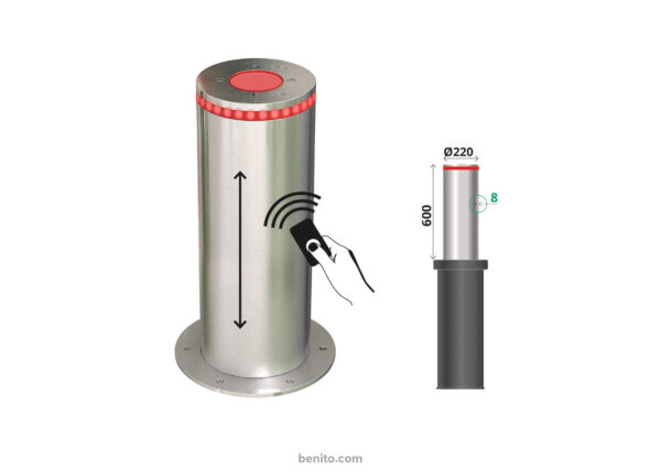 Benito H6008 2 x Stainless Steel Commercial hydraulic automatic bollards with control panel - Image 2