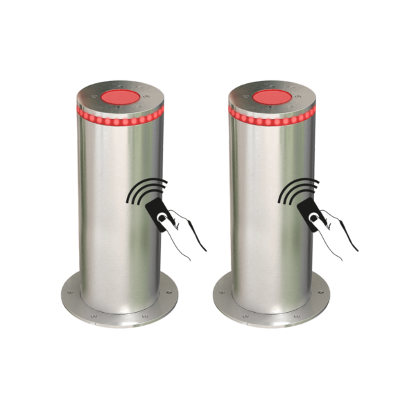Benito H6008 2 x Stainless Steel Commercial hydraulic automatic bollards with control panel