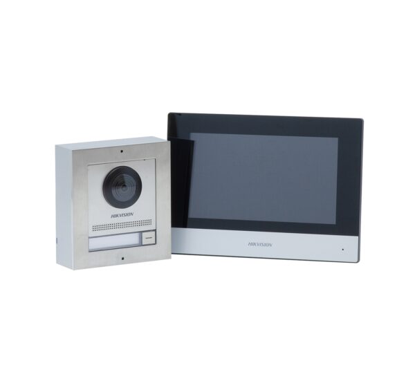 Hikvision 1 button 2 Wire video kit and 7 inch monitor stainless steel