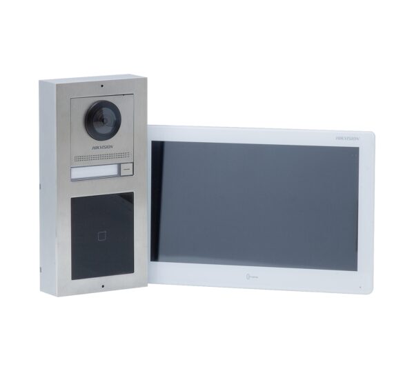 Hikvision 1 button IP video kit, touch and display and 10 inch monitor stainless steel