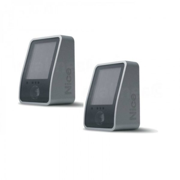 Nice SOLEMYO Era PHW two way wireless photocells, with photovoltaic cell power supply.