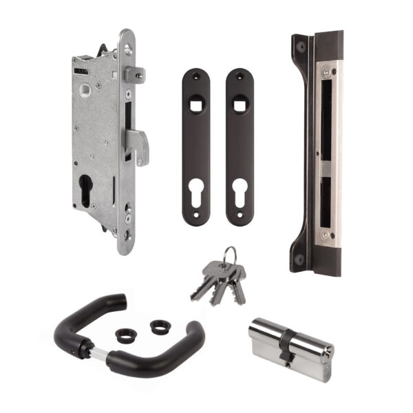 Locinox SIXTYSET-9005 black insert lock set for 60mm box aluminium, metal or PVC gates
