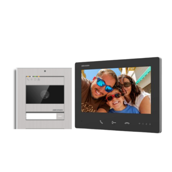 Hikvision  1 button 2 wire HD Video kit and 7 inch monitor  stainless steel