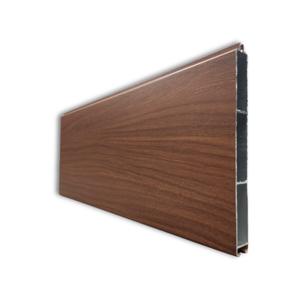 Aluminium Walnut woodgrain 5.65m 150mm width Tongue & groove slat - Image 2